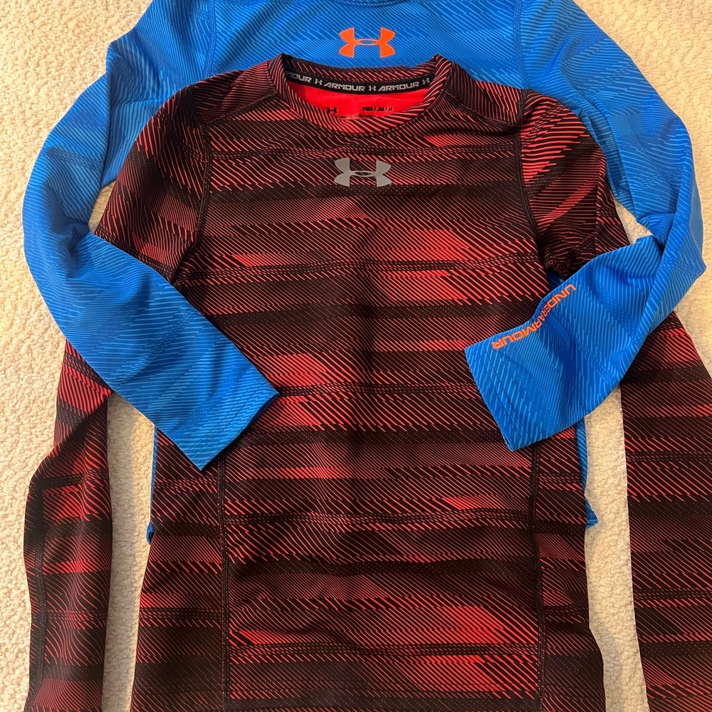 Under Armour warm Red and Blue Long Sleeve Tees-perfect cold weather